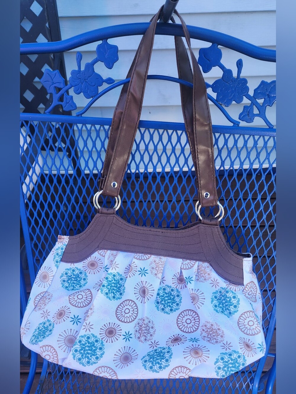 Stylish Brown & Turquoise "Starburst" Tote Bag